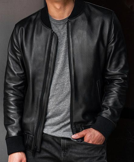 کاپشن چرم بامبر